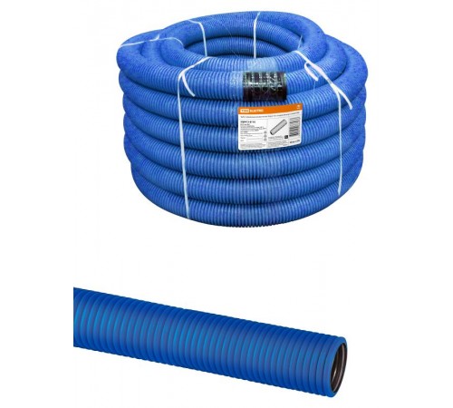 Труба гофрированная двустенная ПНД d 110 с зондом (50 м/уп.) синяя  SQ0413-6110  TDM