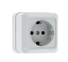 Рим Розетка 1-местная 16А с заземлением белая EKF  ENR16-028-10  EKF