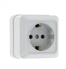Рим Розетка 1-местная 16А с заземлением белая EKF  ENR16-028-10  EKF