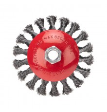 Щетка коническая для УШМ крученая стальная проволока 115 мм М14  KR-91-1202  Kranz