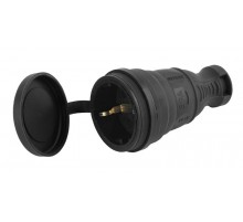 R8-B-IP44 ЭРА Разъём каучуковый c/з прямой 16A IP44 черный  Б0044541  ЭРА