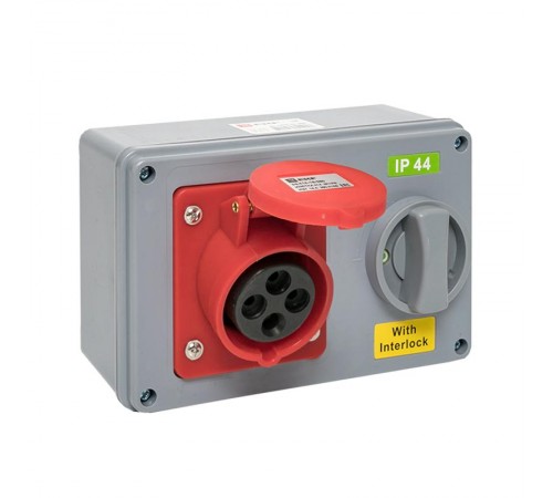 Розетка с блокировкой и выключателем 1414 3Р+РЕ 16А 380В IP44 EKF  ps-1414-16-380  EKF