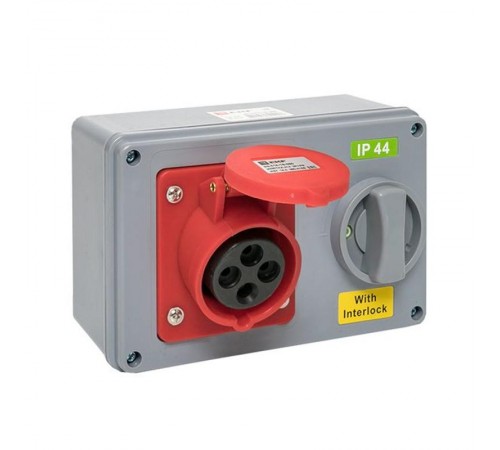 Розетка с блокировкой и выключателем 1414 3Р+РЕ 16А 380В IP44 EKF  ps-1414-16-380  EKF