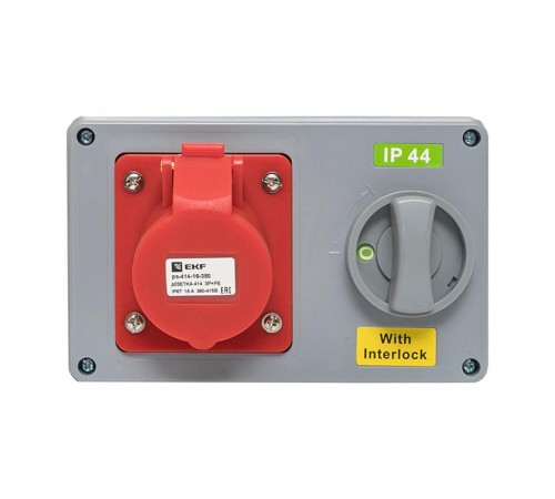 Розетка с блокировкой и выключателем 1414 3Р+РЕ 16А 380В IP44 EKF  ps-1414-16-380  EKF