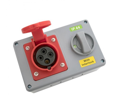 Розетка с блокировкой и выключателем 1414 3Р+РЕ 16А 380В IP44 EKF  ps-1414-16-380  EKF