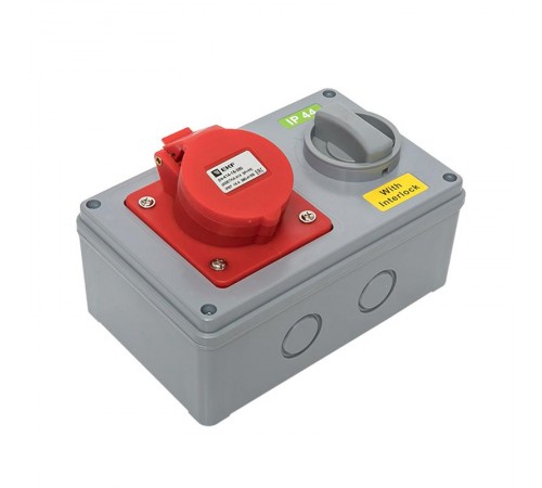 Розетка с блокировкой и выключателем 1414 3Р+РЕ 16А 380В IP44 EKF  ps-1414-16-380  EKF