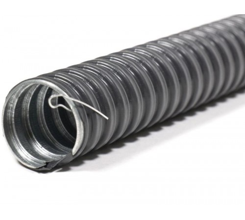 Металлорукав в ПВХ изоляции МРПИ нг 15 (20 м/уп.) черный с протяжкой DIY  zeta43152  ГОФРОМАТИК