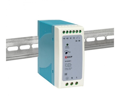 Блок питания на дин рейку 60Вт,Uвх ~ 260 В AC m, Uвых - 5 В DC постоянного тока DR-M-60W-5 EKF