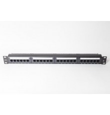 Коммутационная панель 19" категории 6, UTP, 1U, 24 порта, с метками для маркировки, нумерацией портов, с задним организатором, черный  500007  SPL