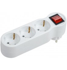 Тройник Т-01/03В 3 места 2P+PE 16А с выкл. белый  WTP10-16-03-ZK-K01  IEK