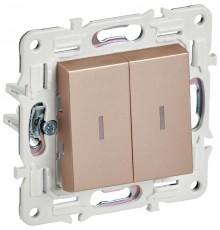 SKANDY Выключатель 2-клавишный проходной с индикацией 10А SK-V10Sa песочный  SK-V22-1-10-K98  IEK