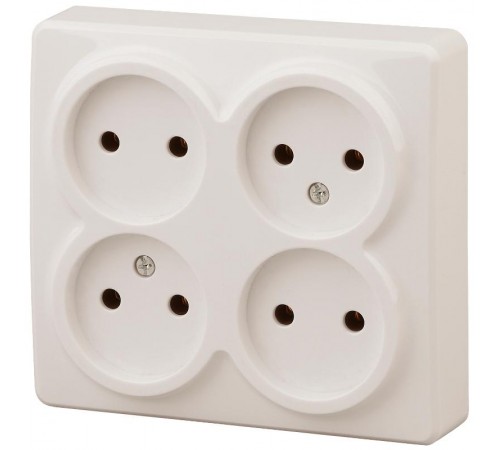 Розетка 11-2210-02  4х2P, 16АХ-250В, ОУ, Эксперт, Слоновая кость Б0020707  ЭРА