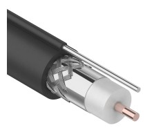 Кабель коаксиальный магистральный REXANT RG-11U, 75 Ом, CCS/Al/Al 83% + ТРОС*1, бухта 305 м, черный OUTDOOR  01-3021  REXANT