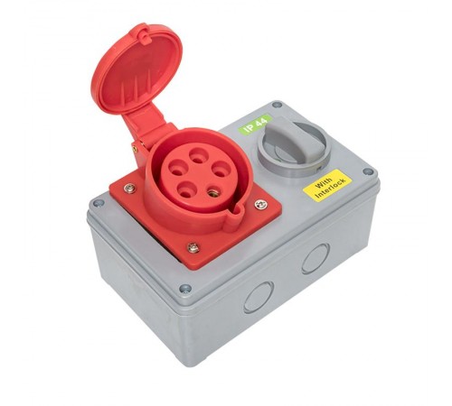 Розетка с блокировкой и выключателем 1425 3Р+РЕ+N 32А 380В IP44 EKF  ps-1425-32-380  EKF