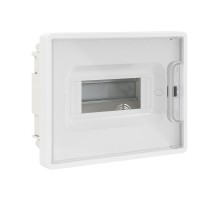 Щиток 8 мод встраиваемый FRAME, белый, с прозрачной дверцей, с 2 шинами  PEN на 6 и 8 отв.  F08B1WT  DKC