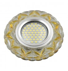Светильник декор.встр Luciole DLS-L149 GU5.3 GLASSY/LIGHT GOLD GU5.3 доп.LED подсветка 3Вт, стекл,зерк./прозр.+светло-желтый.  UL-00003903  Fametto