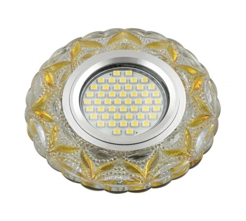 Светильник декор.встр Luciole DLS-L149 GU5.3 GLASSY/LIGHT GOLD GU5.3 доп.LED подсветка 3Вт, стекл,зерк./прозр.+светло-желтый.  UL-00003903  Fametto