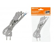 Шнур с выключателем и плоской вилкой с вырезом ШУ03В ШВВП 2х0,75мм2 2 м. серебр. металлик  SQ1305-0025  TDM