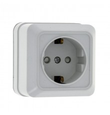 Рим Розетка 1-местная 16А с заземлением белая с защ. штор. EKF  ENR16-028-100  EKF