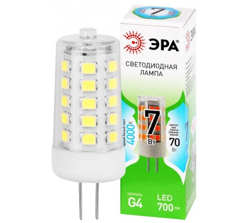 Лампа светодиодная  GREEN LINE LED G4-JC-7W-840-12V GL G4 7Вт капсула яркий белый свет  Б0067148  ЭРА