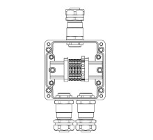 Взрывозащищенная клеммная коробка из полиэстера TBE-P-03-(4xCBC.4-1xTEO.4)-2xKAEPM3MHK-20(A)-1xKAEPM3MHK-20(C)1Ex e IIC Т5 Gb / Extb IIIC T95°C Db IP6