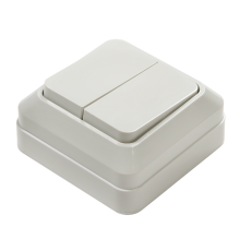 Выключатель двухклавишный BOLLETO белый накладной 7023  4680005959761  IN HOME