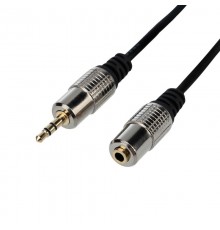 Шнур Стерео 3,5 мм гнездо - Стерео 3,5 мм штекер, длина 1,5 метра (GOLD- металл)  17-4023  REXANT
