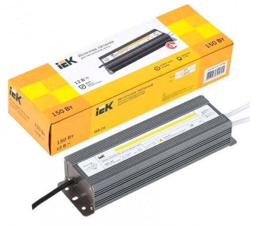Драйвер для светодиодных лент LED ИПСН-PRO 150Вт 12В IP67 блок-шнуры  LSP1-150-12-67-33-PRO  IEK