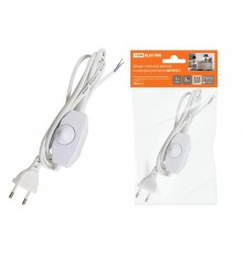 Шнур с плоской вилкой и светорегулятором ШУ05С1 (200Вт, RL) ШВВП 2х0,75мм2 2м. белый  SQ1305-0051  TDM