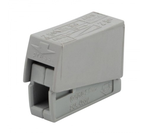 Строительно-монтажная клемма СМК 224-101 для светильника на 1 проводник (1,0-2,5)/(0,5-2,5) мм, серая (10 шт./уп.)  07-2401-10  REXANT