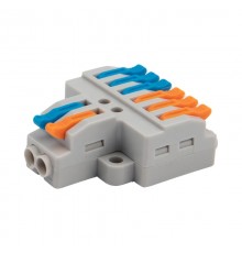 Клемма СМК 2х3 проходная разветвительная 2 полюса, с монтажной площадкой (1 ввод, 3 вывода на полюс), (5 шт./уп.)  07-5234-05  REXANT