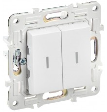 SKANDY Выключатель 2-клавишный проходной с индикацией 10А SK-V10W арктический белый  SK-V22-1-10-K01  IEK