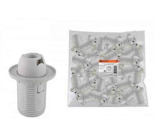 Патрон с кольцом термостойкий пластик Е14 белый, Б/Н  SQ0335-0033  TDM