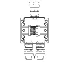 Коробка клеммная Ex из GRP; 1Ex e IIC T5 Gb / Ex tb IIIB T95°C Db /IP66; Клеммы 4 кв.мм - 5 шт.; А,С: ввод D10,5-18мм под небронир-ный кабель в мета
