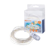 Гирлянда светодиодная "Роса50" 50LED, 5м, 3000К, 2хCR2032,  SQ0361-0055  TDM ELECTRIC