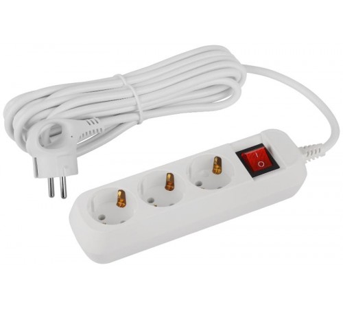 Удлинитель электрический ЭРА UDL-16-350-ES Greenline 3 розетки с заземлением с выключателем 5м ПВС 3x1мм2   Б0065066  ЭРА