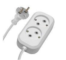 HM01-20-07 Удлинитель 2-местный б/з 2x0,75мм2, 7м, 220В, 10А, серия Home (У10-428), белый  39204  STEKKER