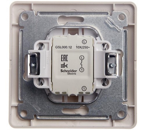 Glossa Молочный Выключатель 1-клавишный сх.1, 10AX (в сборе)  GSL000912  SE