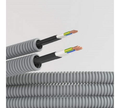 Электротруба ПВХ гибкая гофр. д.20мм, цвет серый, с кабелем ВВГ-Пнг(А)-LS3х1,5мм  Конкорд, 100м  9L920100KF  DKC