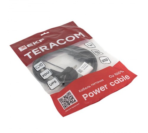 Кабель питания TERACOM для ИБП, ПК и мониторов разъём C13 - Евровилка 3x0.75мм2 250В 2 м  TRC-PCA-C13-SH-0.75-2M  EKF