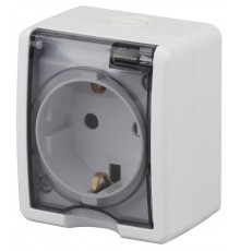 Розетка 11-2401-01  с заземлением IP54, 16АХ-250В, ОУ, Эксперт, Белый Б0020712  ЭРА
