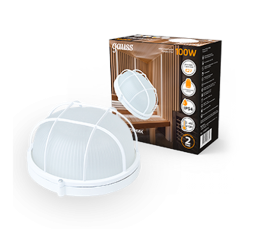 Светильник для ЖКХ НБП IP54 255*240*115 круг с решеткой под лампу Е27 max 100W, 1/8  926602111  Gauss