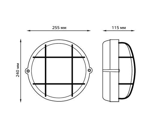 Светильник для ЖКХ НБП IP54 255*240*115 круг с решеткой под лампу Е27 max 100W, 1/8  926602111  Gauss