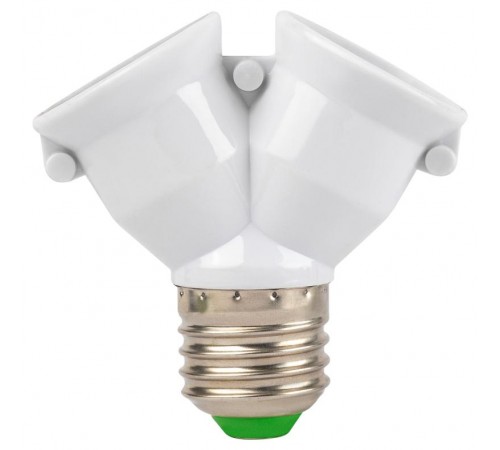 Патрон-разветвитель  цокольный Е27-2хЕ27 белый  Б0069587  ЭРА