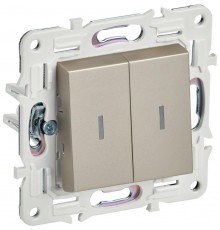 SKANDY Выключатель 2-клавишный проходной с индикацией 10А SK-V10Sh шампань  SK-V22-1-10-K37  IEK