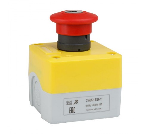 Пост кноп авар стоп OptiSignal D22 C5-BK-1-ESK-11 1НО+1НЗ с ключом XALK188E 338524 КЭАЗ