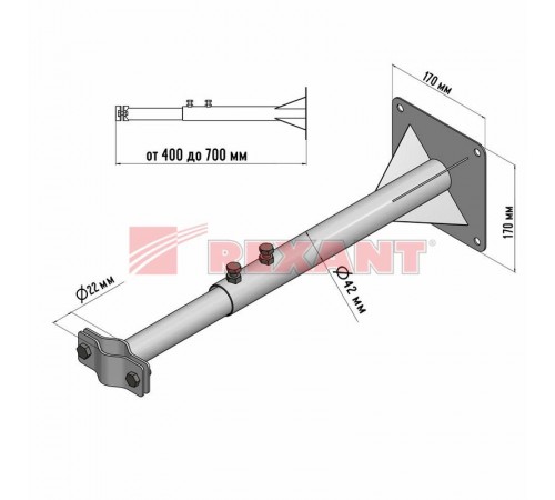 Кронштейн для мачт "Крым" телескопический 40-70 см  34-0592  REXANT
