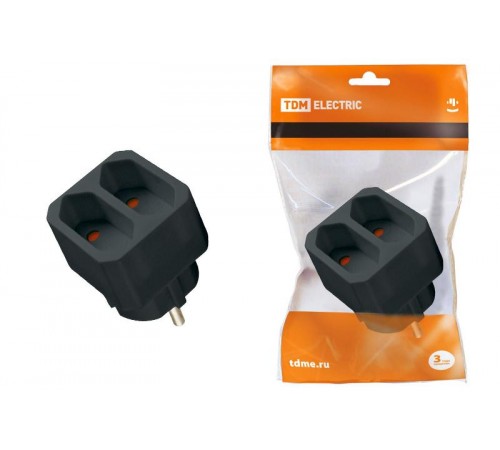 Блок на 2 гнезда 2П 2,5 А 250 B под плоскую вилку черный  SQ1806-0306  TDM