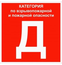 Знак "Категории помещения по взрывопожарной и пожарной опасности Д" 200х200 мм  pn-d  EKF