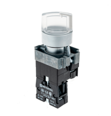 Переключатель с LED подсветкой, 220V AC/DC, без цвета, 3 полож. 1NO, фикс., мет. MTB2-BK3763  58228  ОВЕН